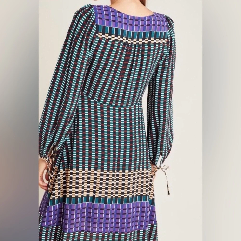 Maeve Anthropologie Geometric Patterned Dress 8 Petite NWOT - Picture 2 of 6